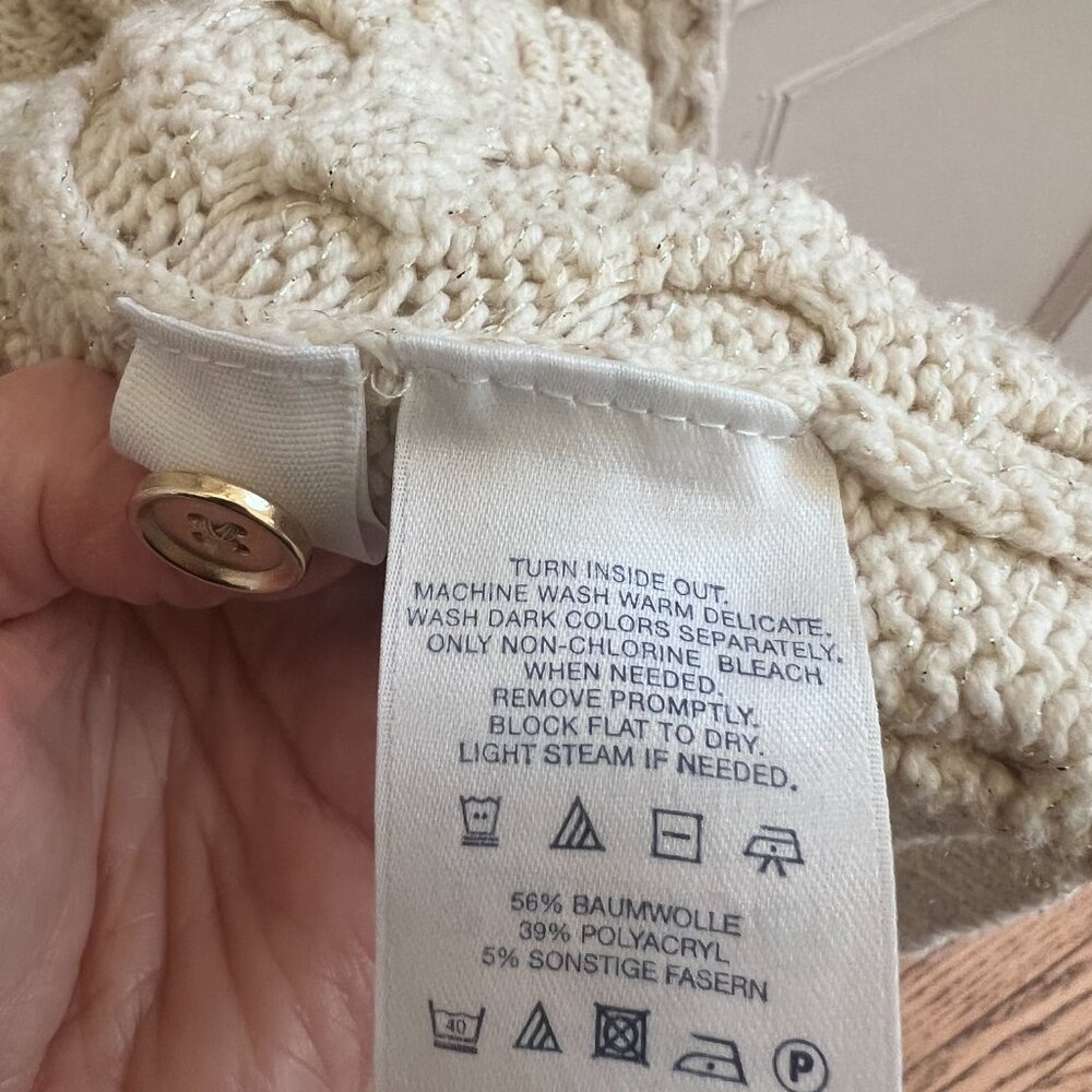 Lands’ End Cream Cable Knit Cardigan w/ Metallic Threads | Size 1X - Picture 8 of 8